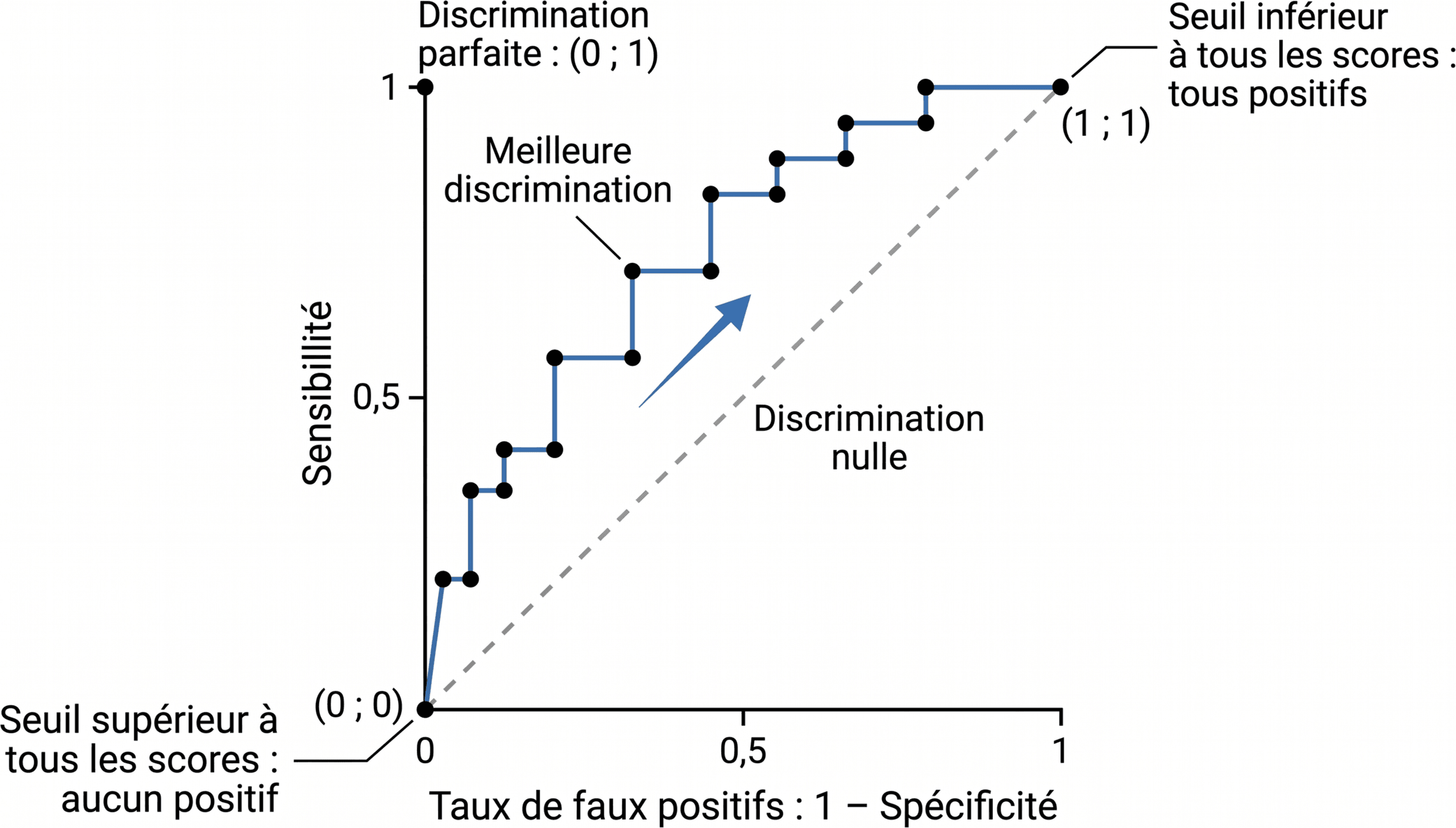Construction et lecture d'une courbe ROC empirique