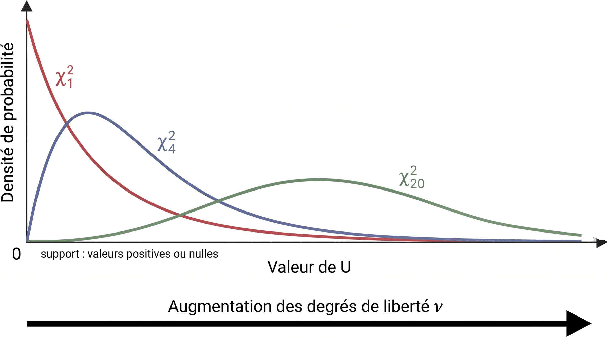 Évolution de la forme de la loi du khi-deux