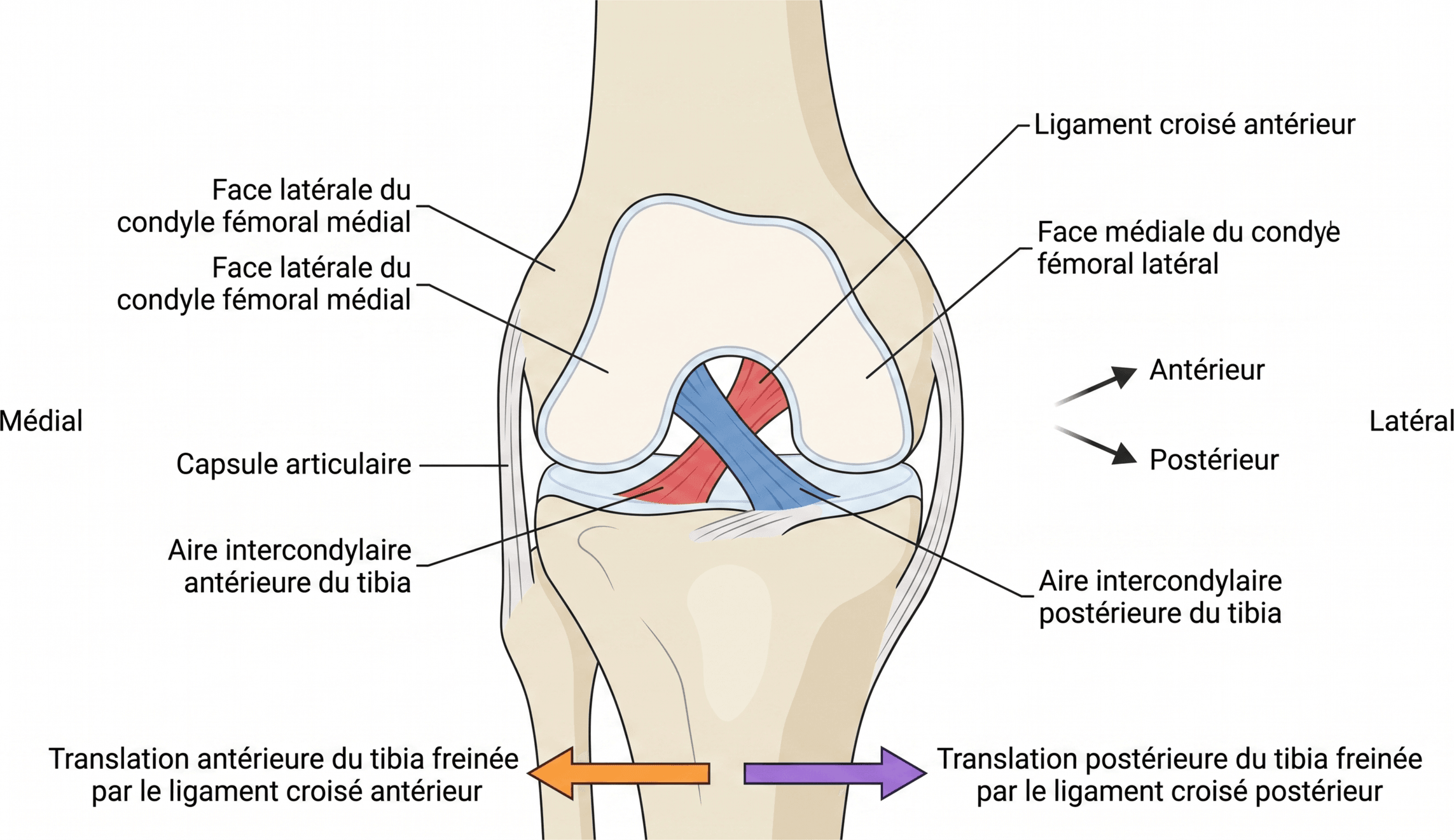 Ligaments croisés et contrôle des translations tibiales