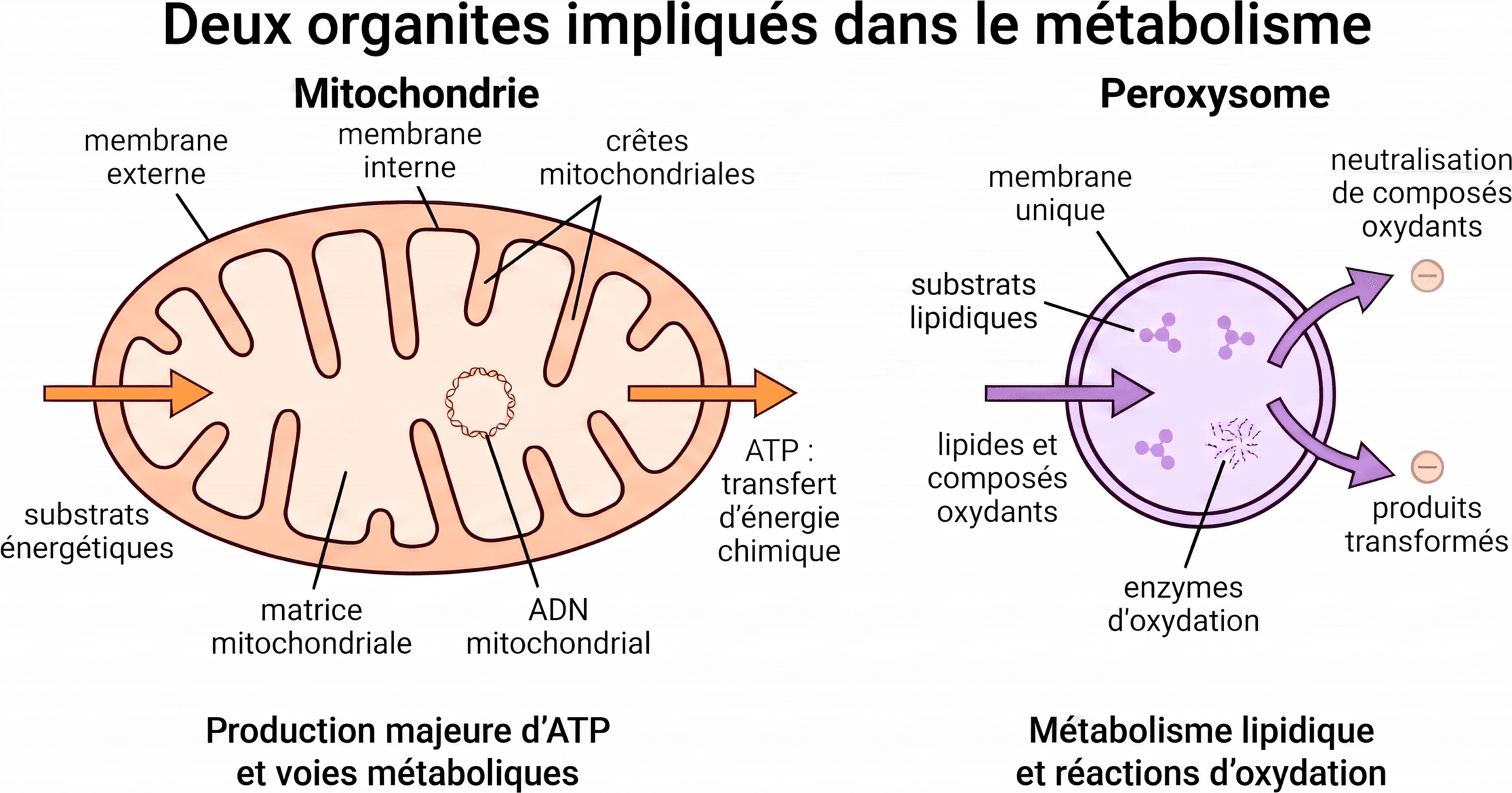 Organisation comparée de la mitochondrie et du peroxysome
