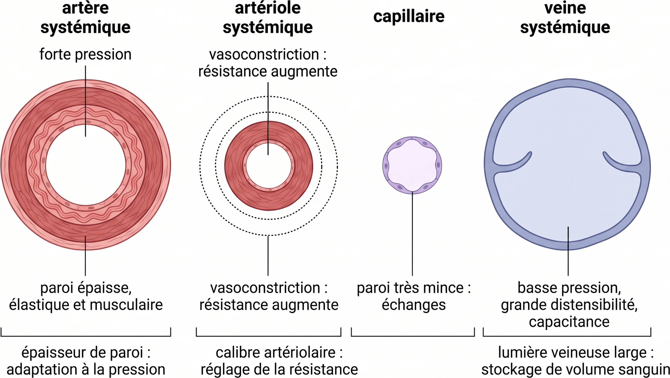 Paroi et calibre des principaux vaisseaux systémiques