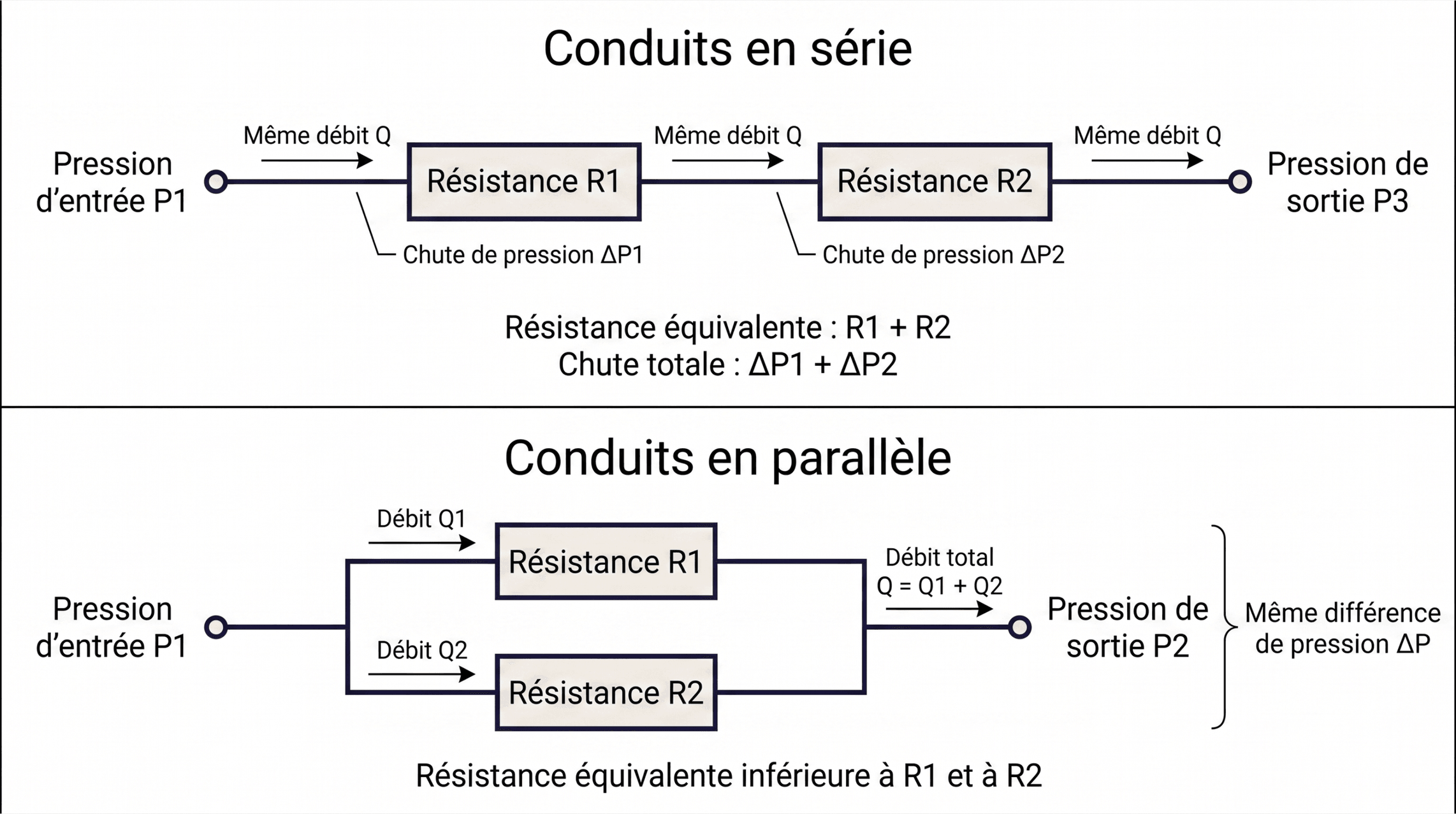 Débit et pression dans les associations de résistances