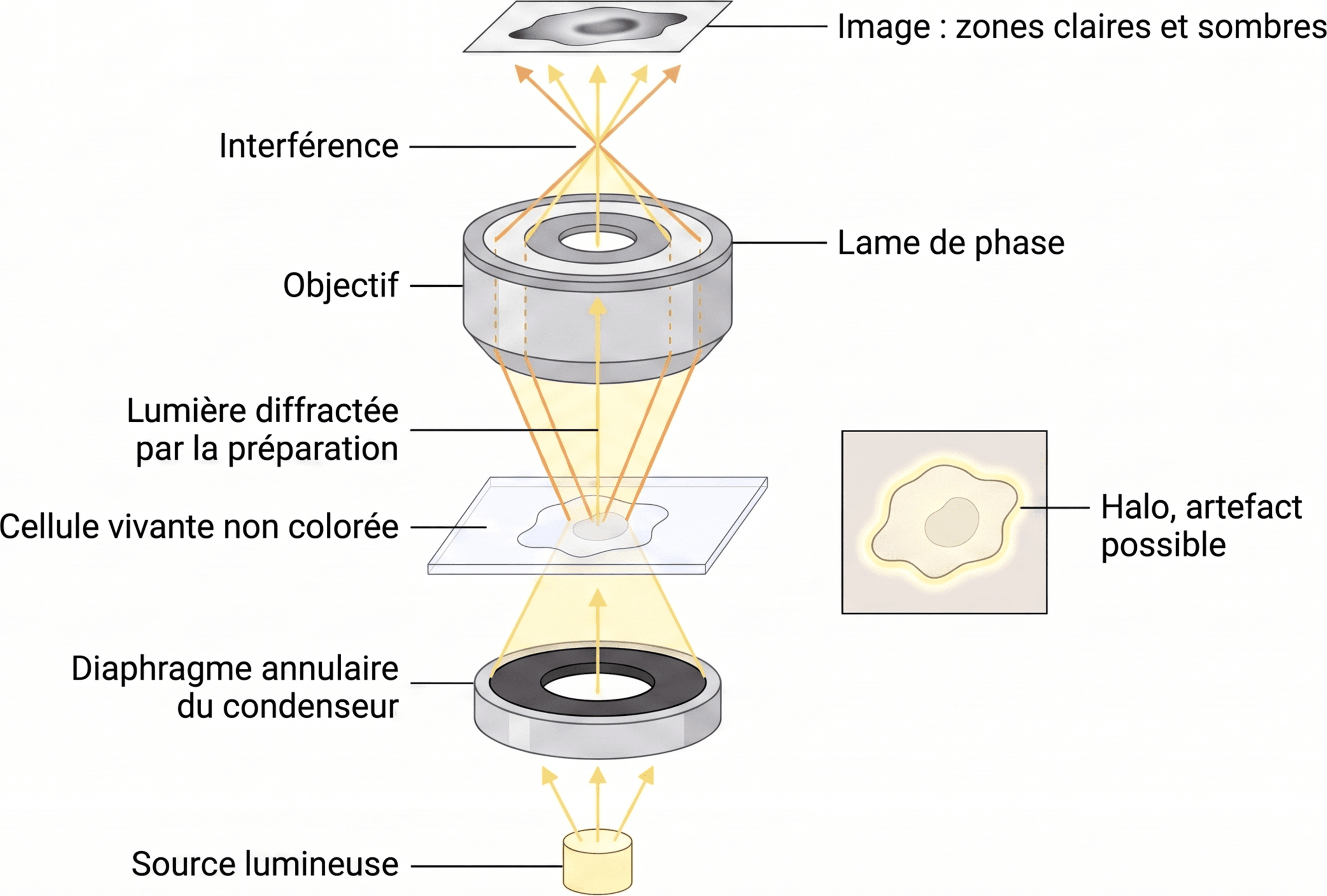 Conversion des décalages de phase en contraste visible