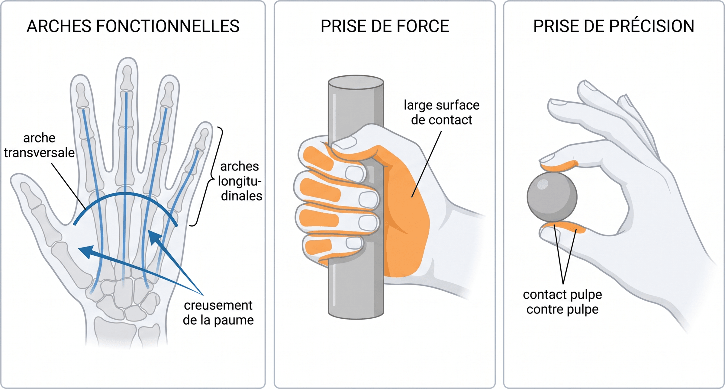 Arches de la main et modalités de préhension