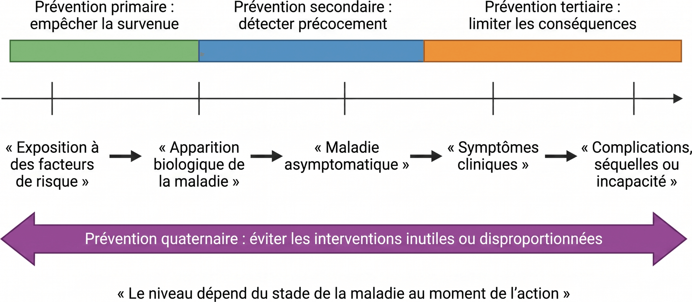 Les niveaux de prévention au cours de l’histoire naturelle de la maladie