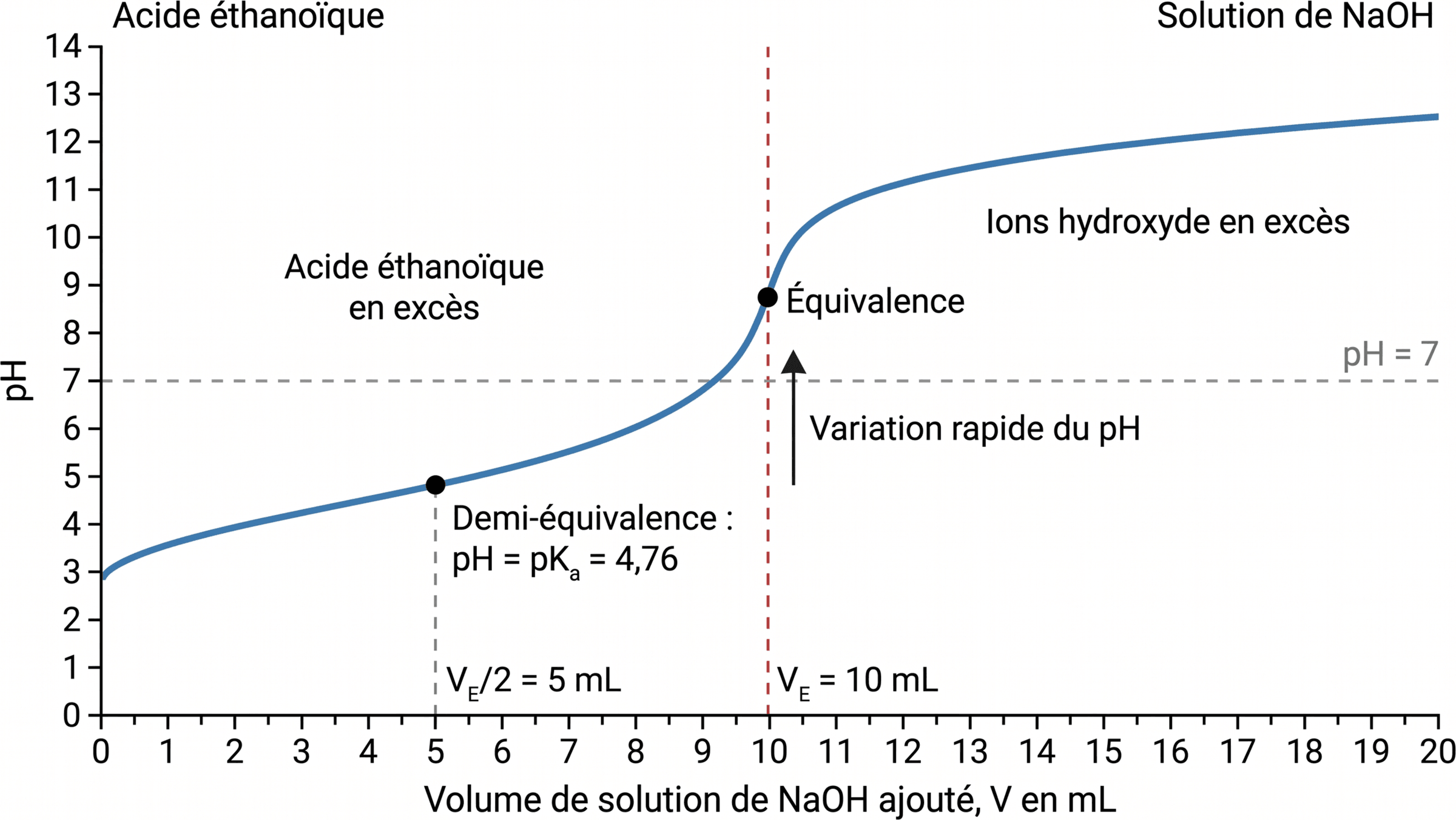 Courbe de titration d’un acide faible par une base forte