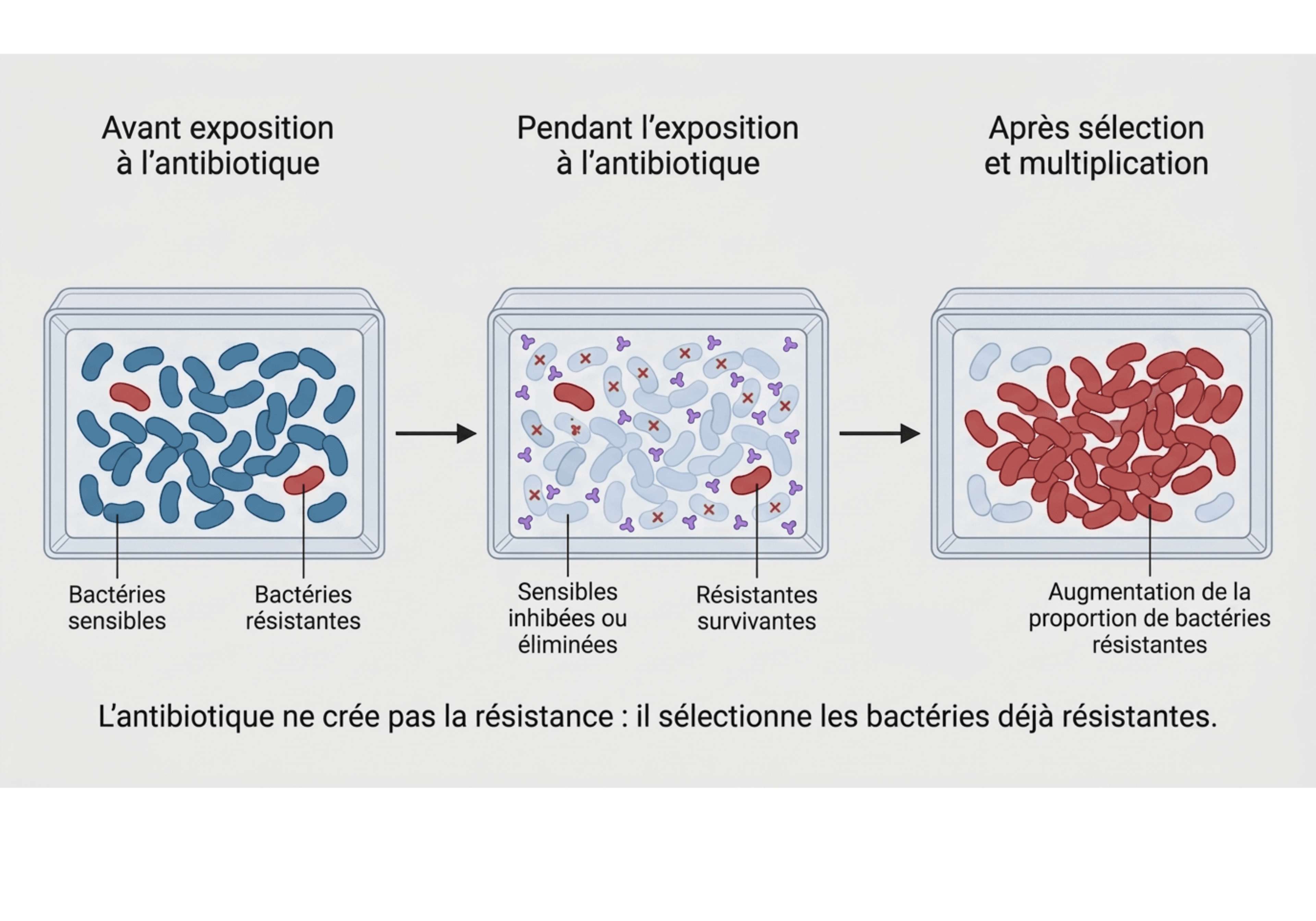 La pression de sélection exercée par un antibiotique
