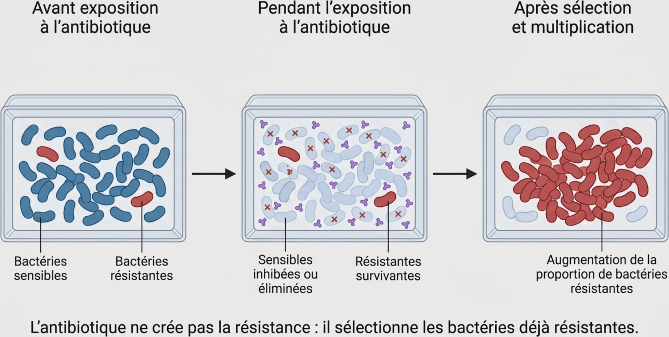La pression de sélection exercée par un antibiotique