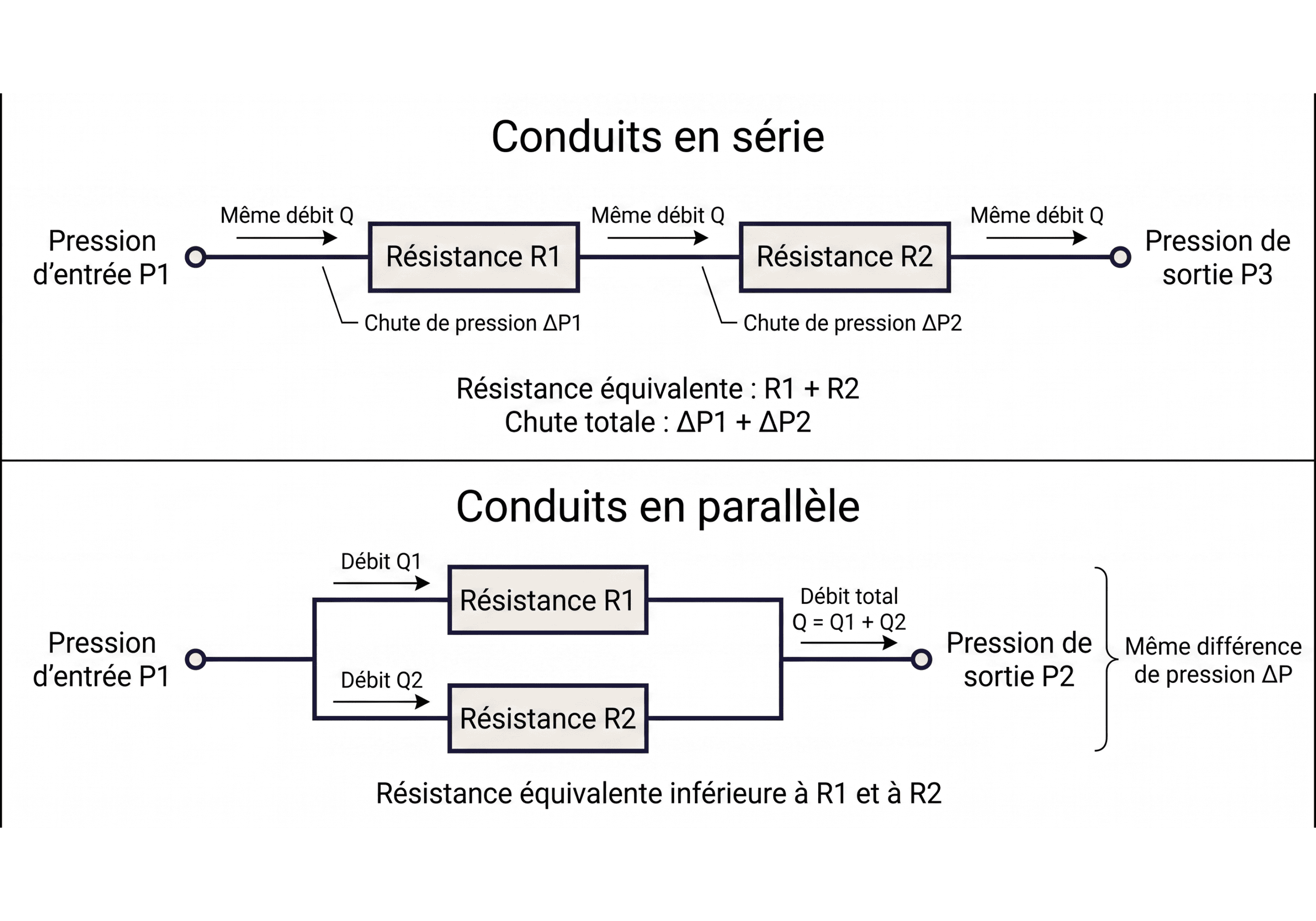 Débit et pression dans les associations de résistances
