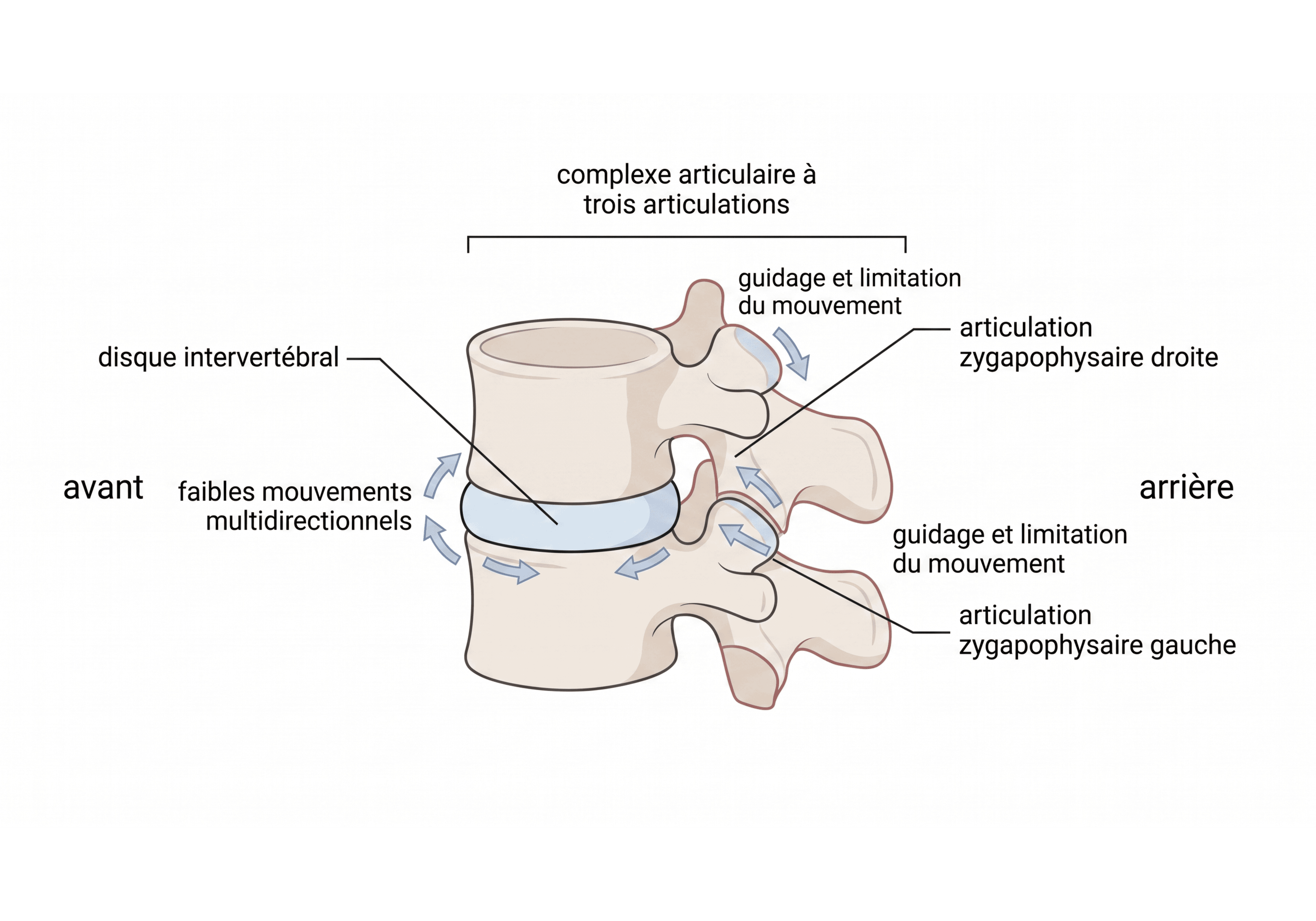Le complexe articulaire à trois articulations du segment vertébral mobile
